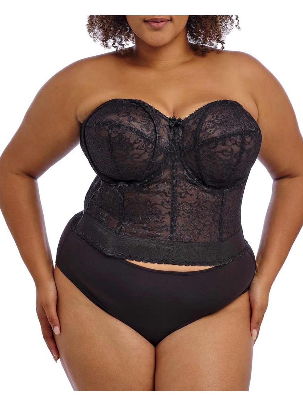 Goddess Black Lace Strapless Longline Bustier